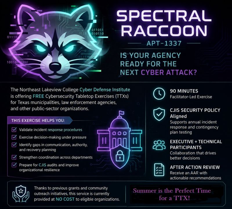 Spectral Raccoon APT-1337 tabletop exercise flyer